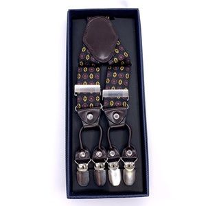 Suspenders Men's Black Gold Geometric Pattern